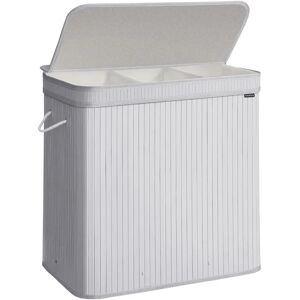 SONGMICS Laundry Hamper - 100 L - Removable Bamboo with Lid - Grey SONGMICS Laundry Hamper - 100 L - Removable Bamboo with Lid - Grey