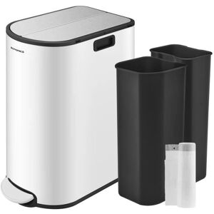 SONGMICS Double Kitchen Bin - Recycling Waste Bin with Wing Lid - 30L & 20L SONGMICS Double Kitchen Bin - Recycling Waste Bin with Wing Lid - 30L & 20L