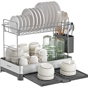 SONGMICS Stainless Steel Dish Drainer Rack - Silver and Gray - 2 Tiers SONGMICS Stainless Steel Dish Drainer Rack - Silver and Gray - 2 Tiers