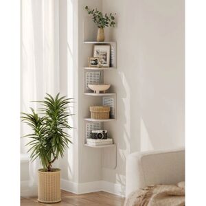 VASAGLE Wall-Mounted Corner Shelf - 5-Tier, Oatmeal Beige VASAGLE Wall-Mounted Corner Shelf - 5-Tier, Oatmeal Beige