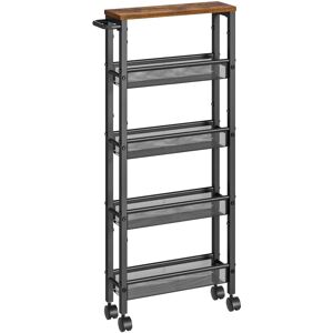 VASAGLE Rustic Brown Black 5-Shelf Storage Cart VASAGLE Rustic Brown Black 5-Shelf Storage Cart