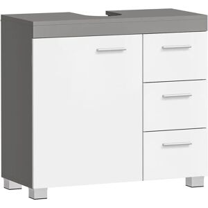 VASAGLE Waschbeckenunterschrank mit Schubladen und Füßen, Weiß + Zementgrau VASAGLE Waschbeckenunterschrank mit Schubladen und Füßen, Weiß + Zementgrau