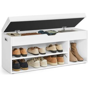 VASAGLE White Shoe Bench with Cushion - Shoe Storage Furniture VASAGLE White Shoe Bench with Cushion - Shoe Storage Furniture