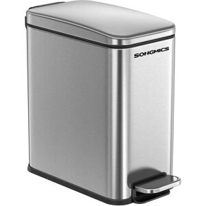 SONGMICS Silver Pedal Bathroom Bin - Bathroom Bin SONGMICS Silver Pedal Bathroom Bin - Bathroom Bin