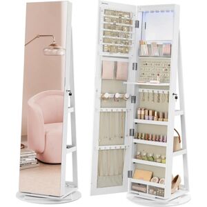 SONGMICS White + Greige Jewelry Cabinet with LED & 360° Swivel SONGMICS White + Greige Jewelry Cabinet with LED & 360° Swivel