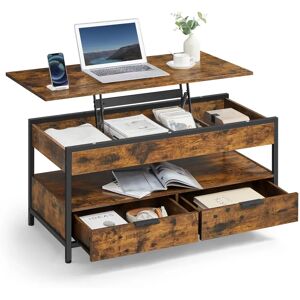 VASAGLE Rustic Brown Ink Black Lift Top Coffee Table - Coffee Table VASAGLE Rustic Brown Ink Black Lift Top Coffee Table - Coffee Table