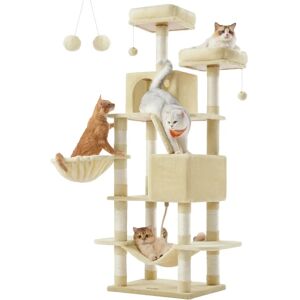 Feandrea Tall Cat Tree Activity Centre - 13 Scratching Posts - Beige Feandrea Tall Cat Tree Activity Centre - 13 Scratching Posts - Beige