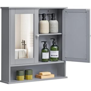 VASAGLE Wall-Mounted Bathroom Cabinet with Mirror Doors - 56x13x58cm VASAGLE Wall-Mounted Bathroom Cabinet with Mirror Doors - 56x13x58cm