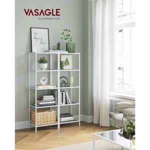VASAGLE Pearl White Slate Grey 5-Tier Glass Shelf VASAGLE Pearl White Slate Grey 5-Tier Glass Shelf