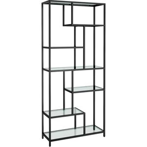 VASAGLE Black 6-Tier Tall Bookcase, Tempered Glass, 30x80x180cm - Bookshelf VASAGLE Black 6-Tier Tall Bookcase, Tempered Glass, 30x80x180cm - Bookshelf
