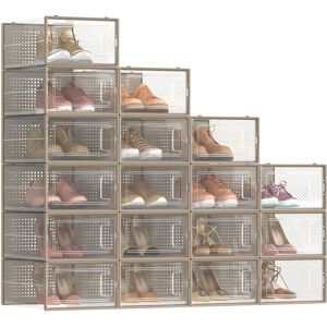 SONGMICS Beige Transparent Shoe Storage Boxes - 18 SONGMICS Beige Transparent Shoe Storage Boxes - 18