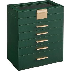 SONGMICS Schmuckkasten Waldgrün mit Glasdeckel - 6 Ebenen SONGMICS Schmuckkasten Waldgrün mit Glasdeckel - 6 Ebenen