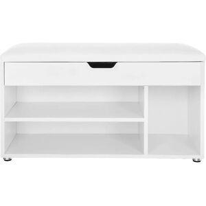 VASAGLE White Hallway Shoe Bench with Cushion - 80x30x44cm VASAGLE White Hallway Shoe Bench with Cushion - 80x30x44cm