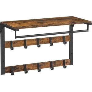 VASAGLE Wandgarderobe met Plank en 10 Afneembare Haken - Wandmontage Organizer VASAGLE Wandgarderobe met Plank en 10 Afneembare Haken - Wandmontage Organizer