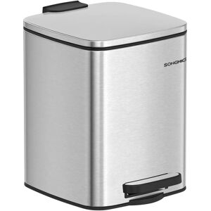 SONGMICS Silver Steel Bathroom Bin - Small 6L Pedal Trash Can SONGMICS Silver Steel Bathroom Bin - Small 6L Pedal Trash Can