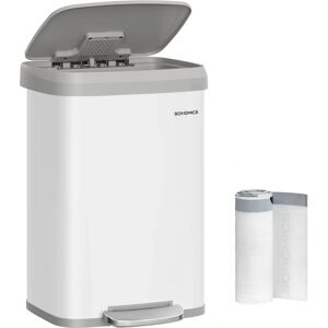 SONGMICS White + Dove Grey 50L Kitchen Bin - Kitchen Bin SONGMICS White + Dove Grey 50L Kitchen Bin - Kitchen Bin