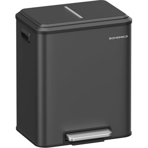SONGMICS Ink Black 15L Double Kitchen Bin - Recycling Waste SONGMICS Ink Black 15L Double Kitchen Bin - Recycling Waste