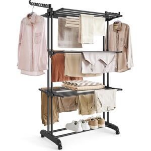 SONGMICS Large Foldable Clothes Airer - 4-Tier, Stainless Steel, Indoor/Outdoor SONGMICS Large Foldable Clothes Airer - 4-Tier, Stainless Steel, Indoor/Outdoor