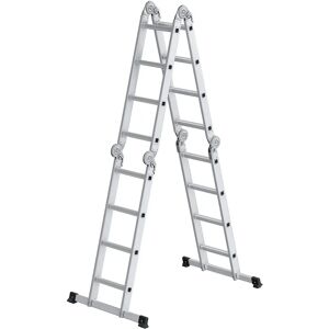 SONGMICS Ladder - Multi-Purpose Folding Ladder - 16 Steps, 430 cm, Silver SONGMICS Ladder - Multi-Purpose Folding Ladder - 16 Steps, 430 cm, Silver