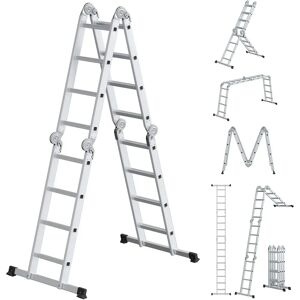 SONGMICS Ladder - Multi-Purpose Folding Ladder - 16 Steps, 430 cm, Silver SONGMICS Ladder - Multi-Purpose Folding Ladder - 16 Steps, 430 cm, Silver