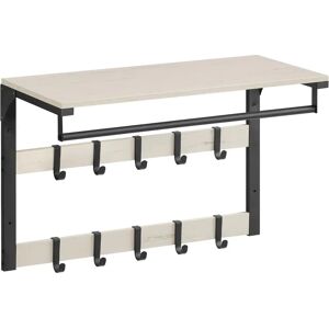 VASAGLE Vintage White & Black Wall-Mounted Coat Rack with 10 Removable Hooks - Wall Shelf & Clothes Rail VASAGLE Vintage White & Black Wall-Mounted Coat Rack with 10 Removable Hooks - Wall Shelf & Clothes Rail