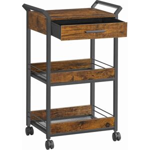 VASAGLE Rustic Brown Ink Black Storage Trolley - Storage Trolley VASAGLE Rustic Brown Ink Black Storage Trolley - Storage Trolley