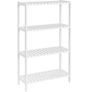 SONGMICS Bamboo Storage Shelf - 4-Tier, White - Storage Shelf SONGMICS Bamboo Storage Shelf - 4-Tier, White - Storage Shelf