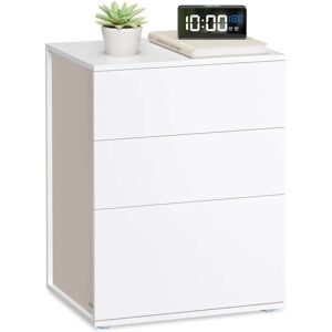 VASAGLE Bedside Table - Matte White + Cappuccino Beige - Nightstand with 3 Drawers VASAGLE Bedside Table - Matte White + Cappuccino Beige - Nightstand with 3 Drawers