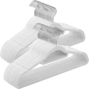 SONGMICS White Velvet Hangers - Hangers, Space-Saving, Non-Slip, with Tie Organizer SONGMICS White Velvet Hangers - Hangers, Space-Saving, Non-Slip, with Tie Organizer
