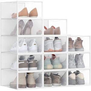 SONGMICS Plastic Shoe Storage Box with Transparent Door - Set of 12/18 SONGMICS Plastic Shoe Storage Box with Transparent Door - Set of 12/18