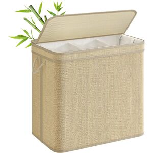 SONGMICS Bamboo Laundry Basket - 170 L - Removable Liner, Handles, Natural SONGMICS Bamboo Laundry Basket - 170 L - Removable Liner, Handles, Natural