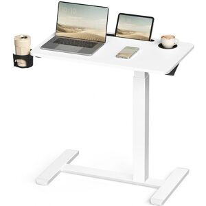 VASAGLE Witte Verstelbare Mobiele Bijzettafel - 70x40 cm - met 2 bekerhouders VASAGLE Witte Verstelbare Mobiele Bijzettafel - 70x40 cm - met 2 bekerhouders