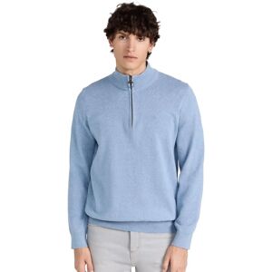 Pull en coton à demi-zip bleu clair - Barbour - Homme Pull en coton à demi-zip bleu clair - Barbour - Homme