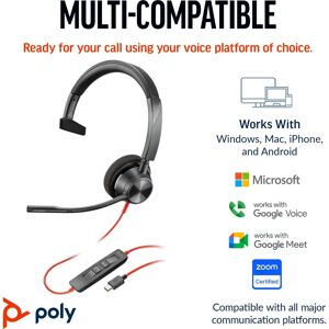 Poly BW 3310 MONO -M USB-C HS - NOIR - Publicité Poly BW 3310 MONO -M USB-C HS - NOIR - Publicité