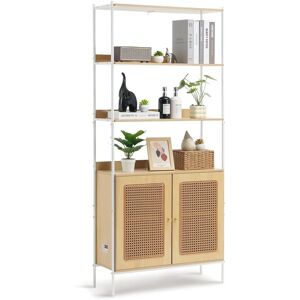 Vevor Rattan Bookshelf - Natural, Ladder, Open Storage, 6 Shelves Vevor Rattan Bookshelf - Natural, Ladder, Open Storage, 6 Shelves
