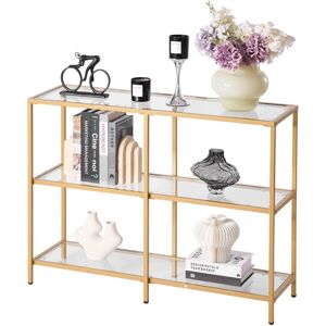 Succebuy Golden 3-Tier Glass Console Table - Living Room, Hallway, Entryway Succebuy Golden 3-Tier Glass Console Table - Living Room, Hallway, Entryway