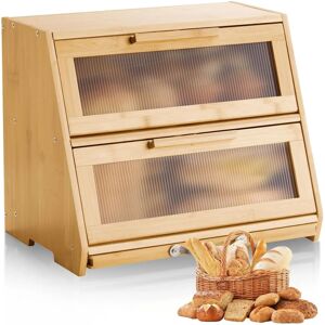 Succebuy Bamboo Double Layer Bread Box for Kitchen Counter - Bread Storage Container Succebuy Bamboo Double Layer Bread Box for Kitchen Counter - Bread Storage Container