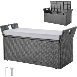 Succebuy Grey Outdoor Storage Bench - 2-in-1 PE Rattan Deck Box for 2 People Succebuy Grey Outdoor Storage Bench - 2-in-1 PE Rattan Deck Box for 2 People