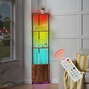 Succebuy Étagère d'angle marron 5 niveaux avec lumière LED - Étagère d'angle - Publicité Succebuy Étagère d'angle marron 5 niveaux avec lumière LED - Étagère d'angle - Publicité