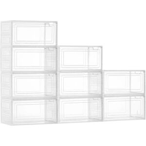 Succebuy White Shoe Storage Boxes - Stackable Organizers for Shoes Succebuy White Shoe Storage Boxes - Stackable Organizers for Shoes