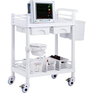 Vevor Medical Lab Cart - White - 2 Tiers, 2 Trays, 2 Drawers Vevor Medical Lab Cart - White - 2 Tiers, 2 Trays, 2 Drawers