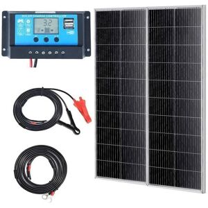 Vevor 200W Monokristallinen Aurinkopaneelipaketti - 2 kpl, Lataussäädin Vevor 200W Monokristallinen Aurinkopaneelipaketti - 2 kpl, Lataussäädin