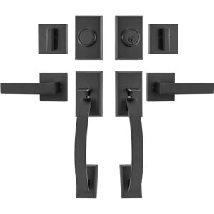 Succebuy Double Door Handle Set - Matte Black - Office or Front Door Succebuy Double Door Handle Set - Matte Black - Office or Front Door