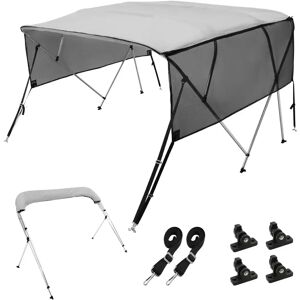 MOPHORN Vevor - Boat Cover with 4 Bow, Detachable Mesh Sides, 600D Polyester Canopy - Light Grey - Boat Cover MOPHORN Vevor - Boat Cover with 4 Bow, Detachable Mesh Sides, 600D Polyester Canopy - Light Grey - Boat Cover