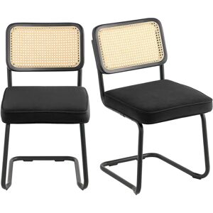 Vevor Black Rattan Chairs Set 2 Velvet Cushioned Dining Lounge Indoor Outdoor Vevor Black Rattan Chairs Set 2 Velvet Cushioned Dining Lounge Indoor Outdoor