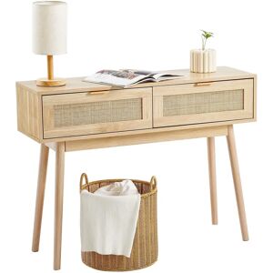 Succebuy Rattan-Konsole mit 2 Schubladen - Beistelltisch für Wohnzimmer, Büro, Eingangsbereich oder TV-Wand Succebuy Rattan-Konsole mit 2 Schubladen - Beistelltisch für Wohnzimmer, Büro, Eingangsbereich oder TV-Wand