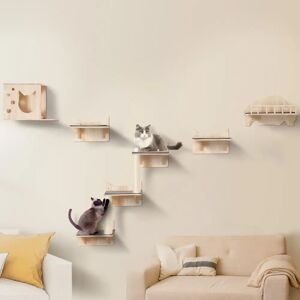Vevor Wall Shelves for Cats - Natural Wood, Supports 40 lbs, Easy Install Vevor Wall Shelves for Cats - Natural Wood, Supports 40 lbs, Easy Install