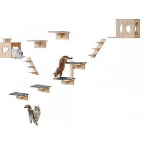 Vevor Natural Pine Cat Wall Shelf Set with Jumping Boards & Accessories - Cat Furniture & Shelves Vevor Natural Pine Cat Wall Shelf Set with Jumping Boards & Accessories - Cat Furniture & Shelves