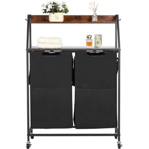 Succebuy 2 Tiers Laundry Sorter - Laundry Sorter with Wooden Top Succebuy 2 Tiers Laundry Sorter - Laundry Sorter with Wooden Top