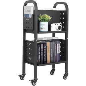Carro de libros de biblioteca negro Succebuy - Capacidad 70 kg, 45x33x88cm, Estantes doble cara Carro de libros de biblioteca negro Succebuy - Capacidad 70 kg, 45x33x88cm, Estantes doble cara